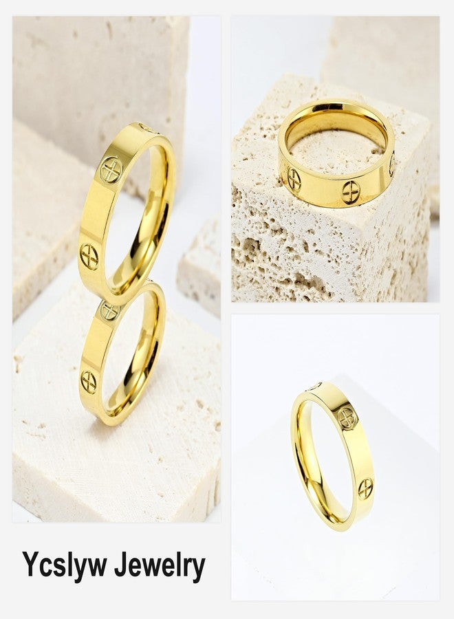 YCSLYW Ladies Stainless Steel Ring - Golden High Polish Wedding Jewelry for Women. Sizes 5-10 - Image 4